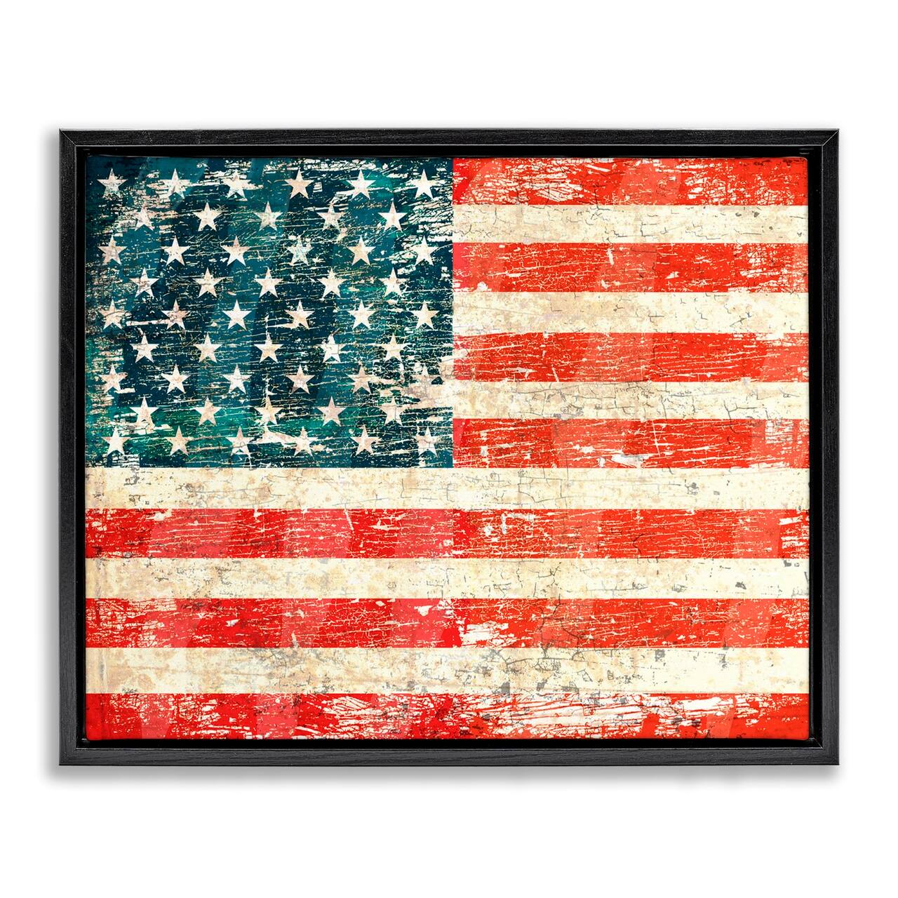 Stupell Industries Rustic American Flag Floater Framed Art